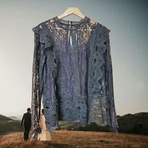 Adiva Black Lace‎ Top with Tank Underneath Size L *NEW* (OS 192)